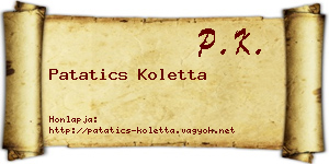 Patatics Koletta névjegykártya